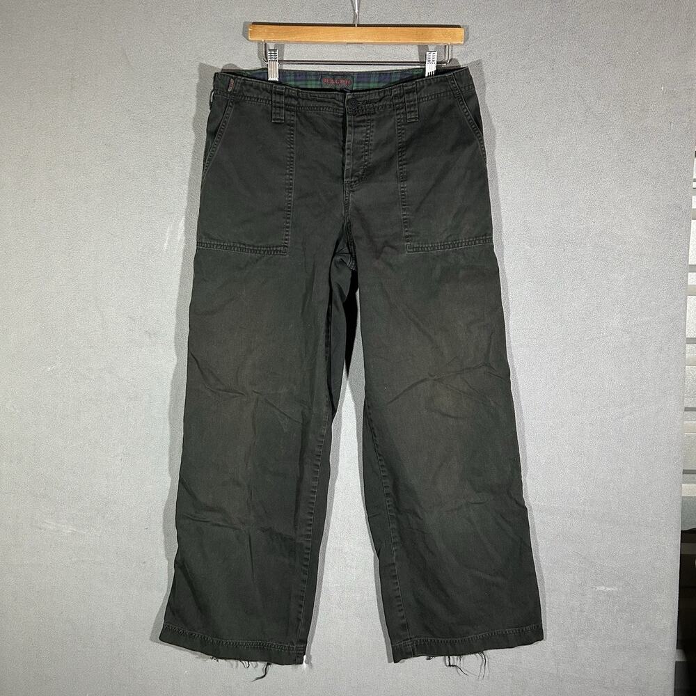 Ralph Ralph Lauren Womens Size 12 Black Utility Fatigue Pants Wide Leg Workwear